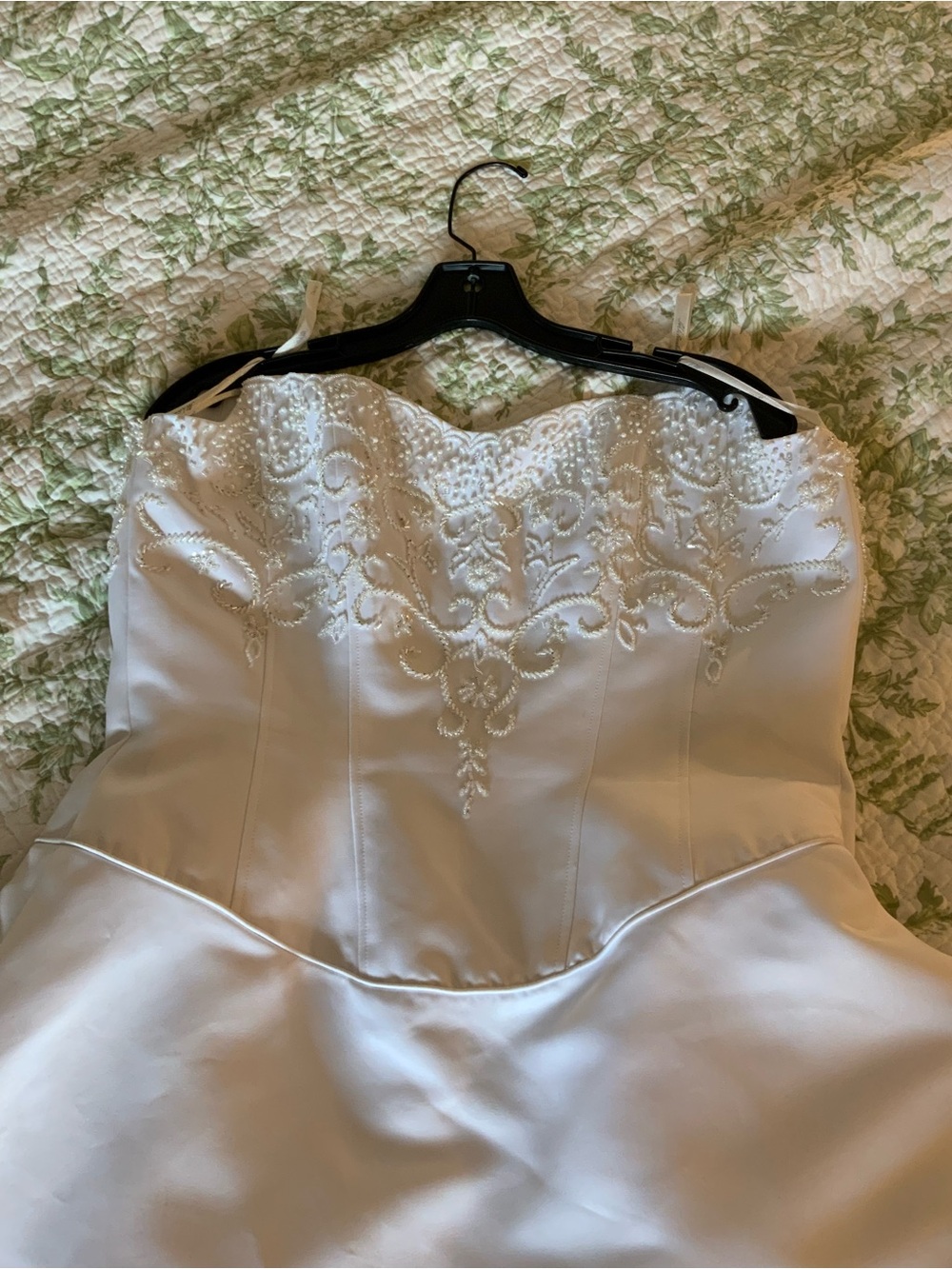 Michaelangelo White Strapless Wedding Dress with Beaded Bodice